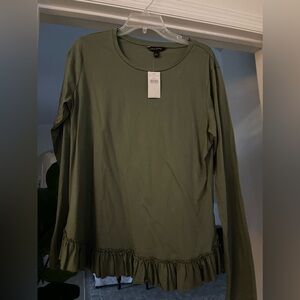 Banana Republic Long Sleeve Tee with Ruffle Hem